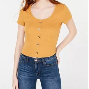 Hippie Rose Juniors' Button-Front Rib-Knit Shirt